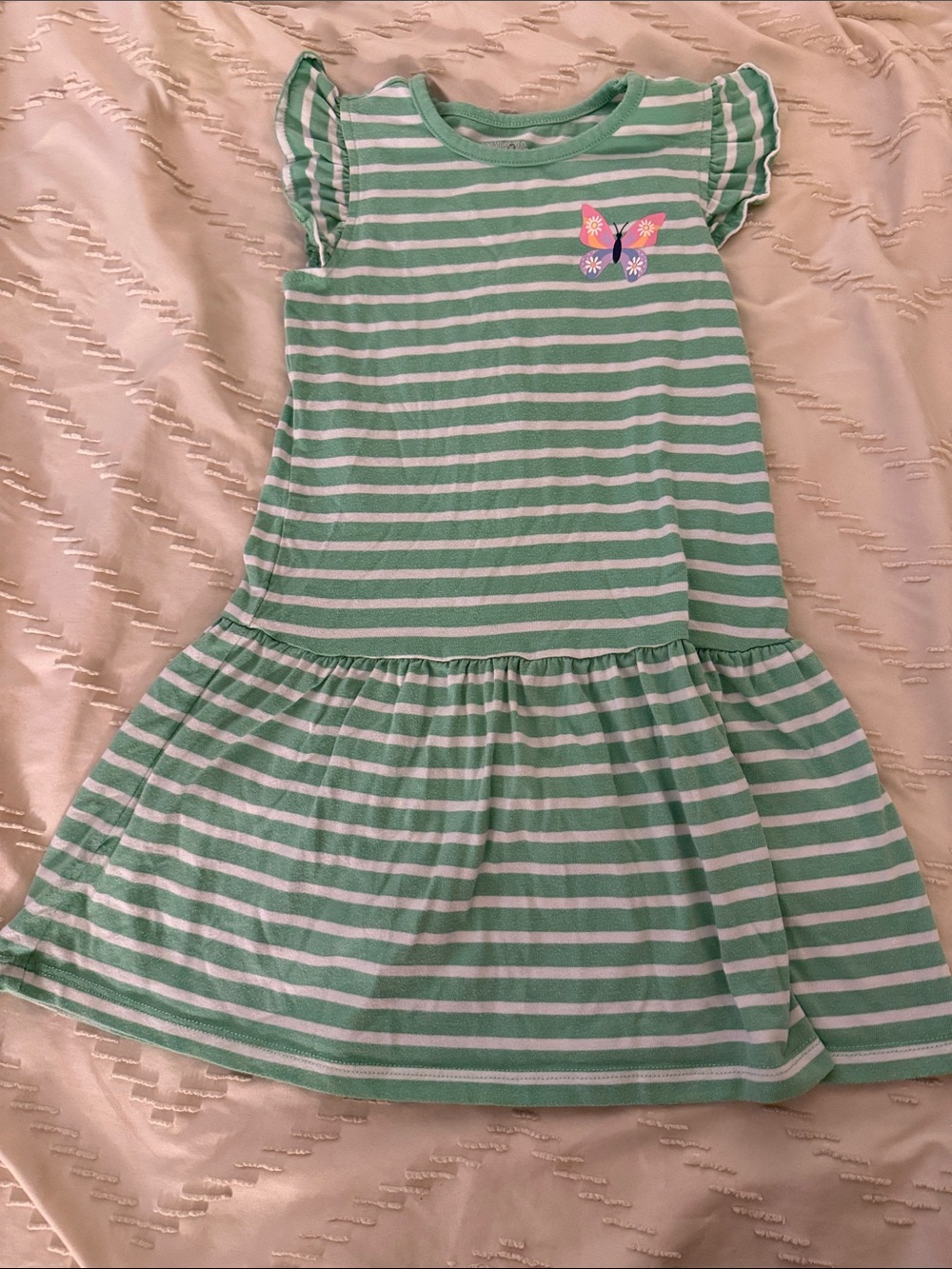 Garanimals Green & White Striped Butterfly Dress